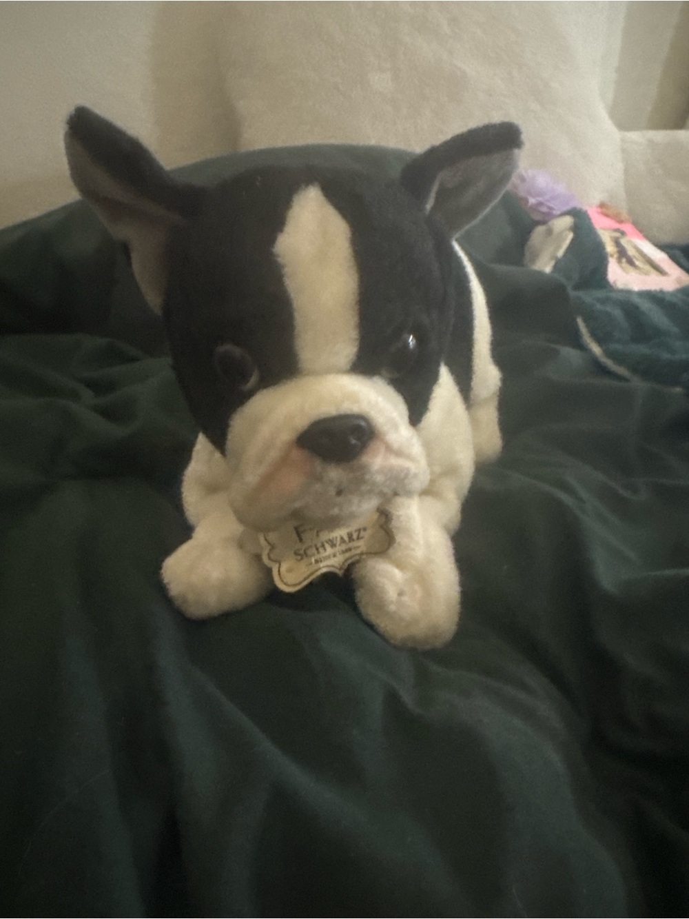 FAO Schwarz Black and White Boston Terrier Plush Toy